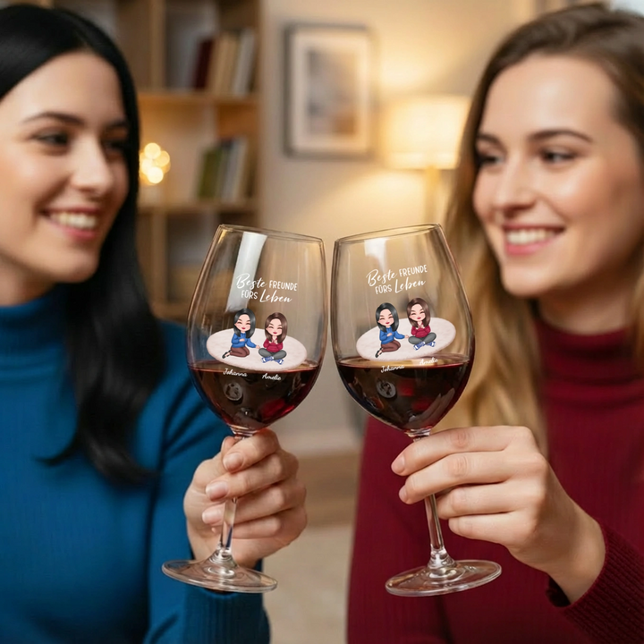 Personalisiertes Weinglas "Besties"