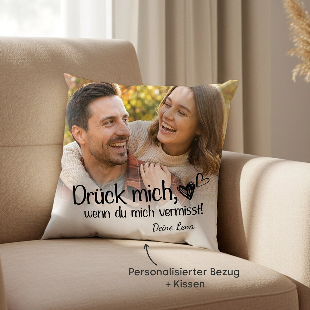 Personalisiertes Kissen "Drück mich"