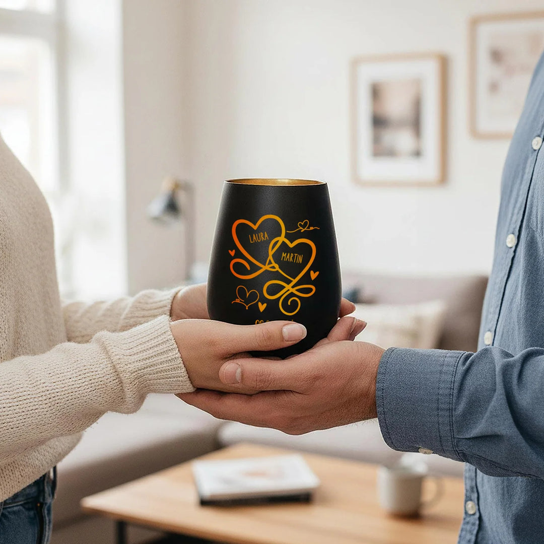 Personalisiertes Windlicht "Herzen"