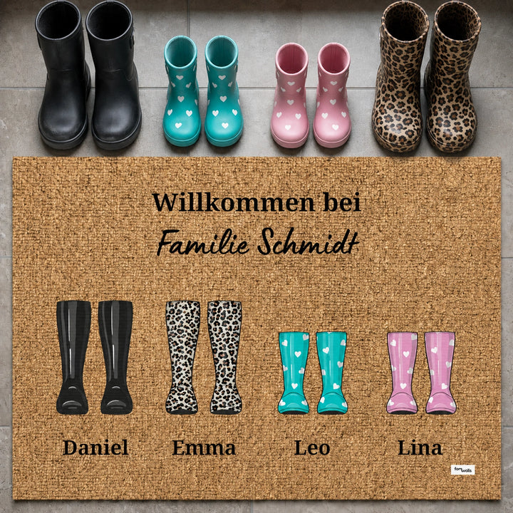 Personalisierte Fußmatte "Gummistiefel"