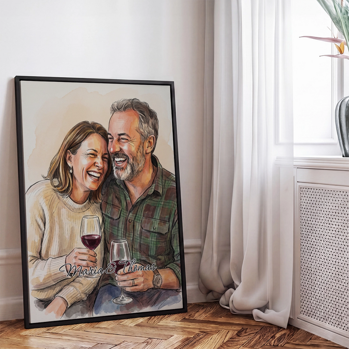 Personalisierte Leinwand "Wasserfarben Couple"