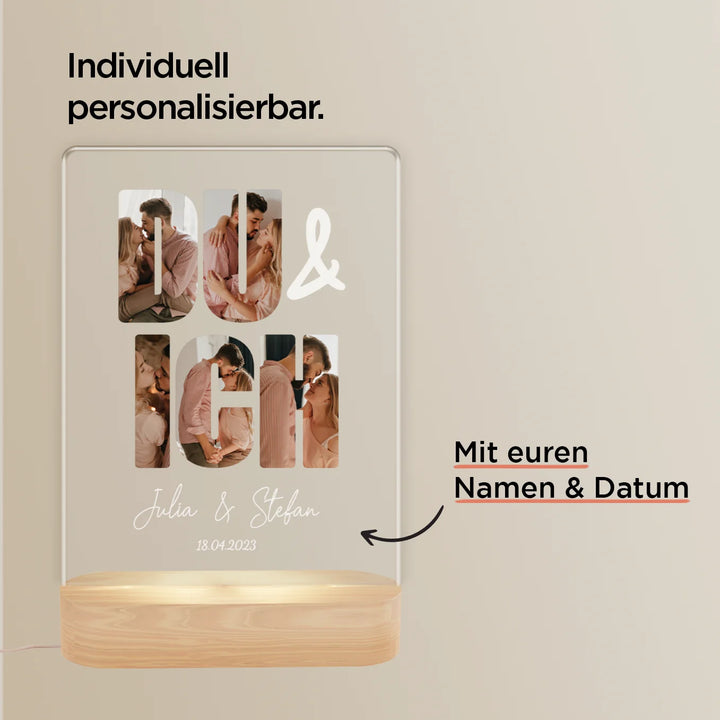 Personalisiertes Acryl-Licht "Du & Ich" | Nachtlicht, Dekolicht, Glowlight