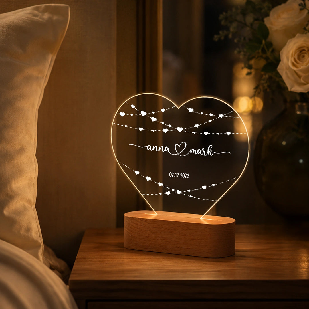 Personalisiertes Herz Acryl-Licht "Hearts" | Nachtlicht, Dekolicht, Glowlight