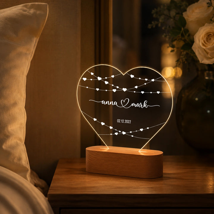 Personalisiertes Herz Acryl-Licht "Hearts" | Nachtlicht, Dekolicht, Glowlight