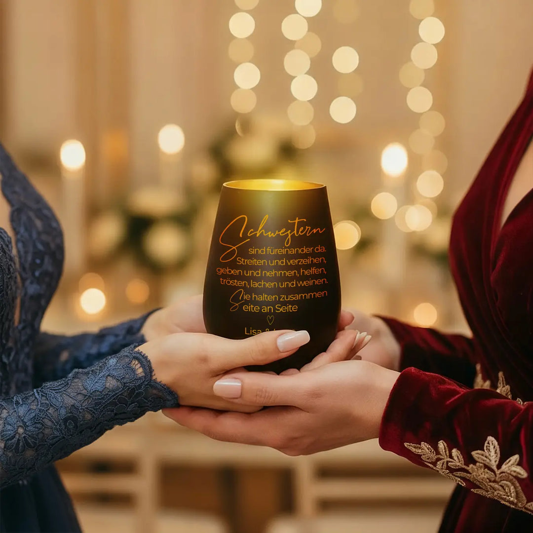 Personalisiertes Windlicht "Schwestern"