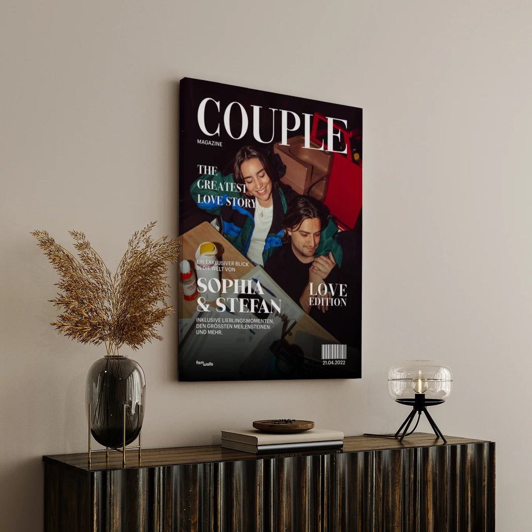 Personalisierte Leinwand "Couple Magazine"