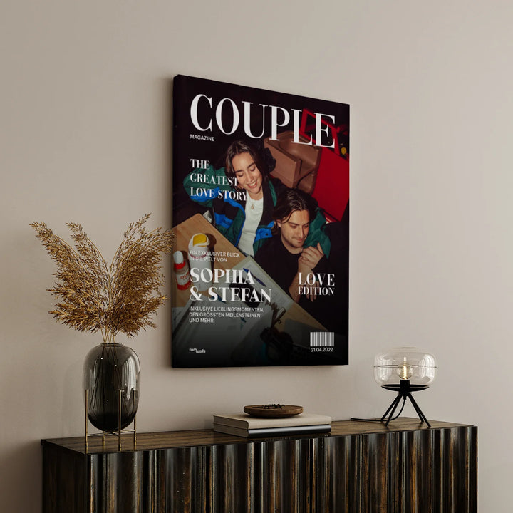 Personalisierte Leinwand "Couple Magazine"