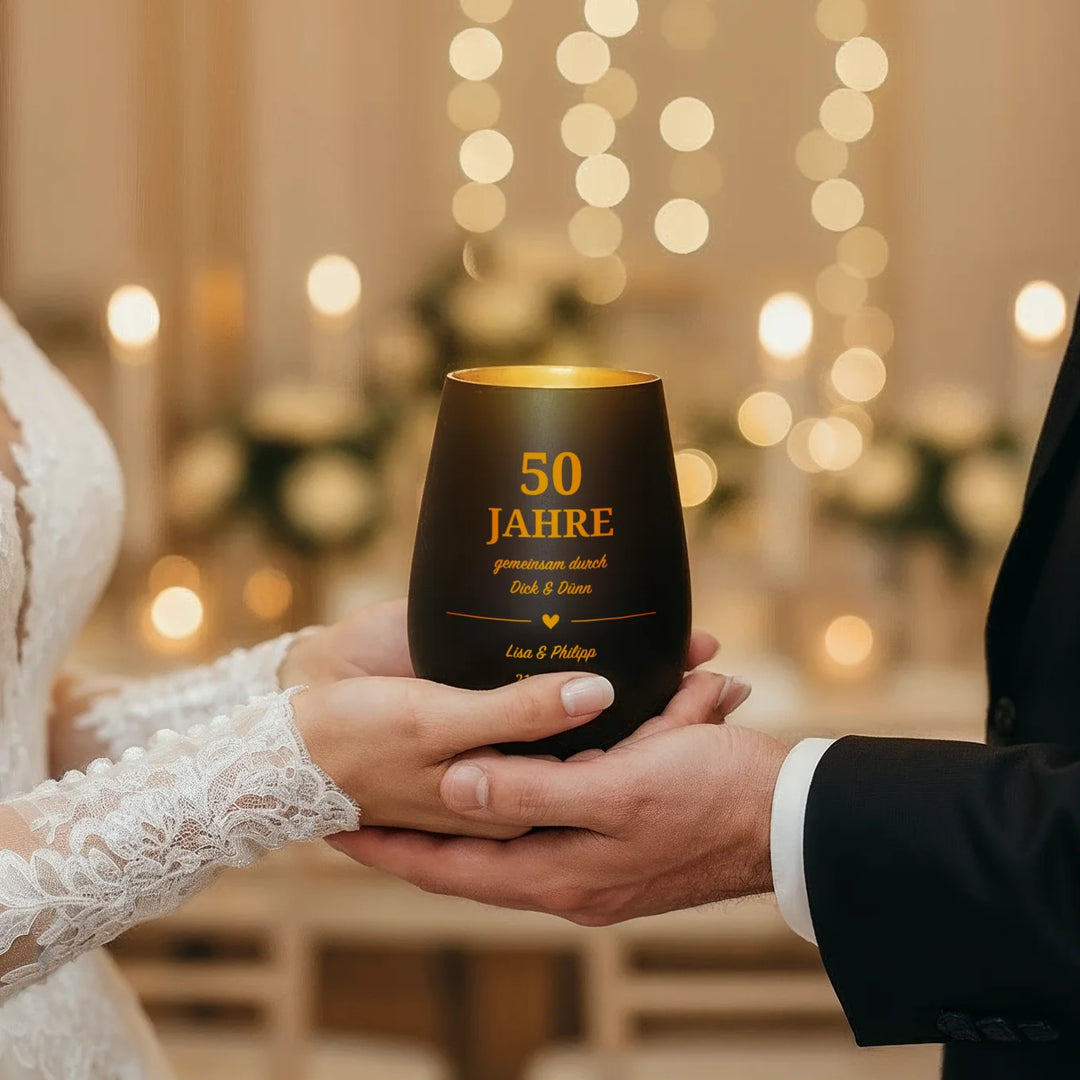 Personalisiertes Windlicht "Goldene Hochzeit"