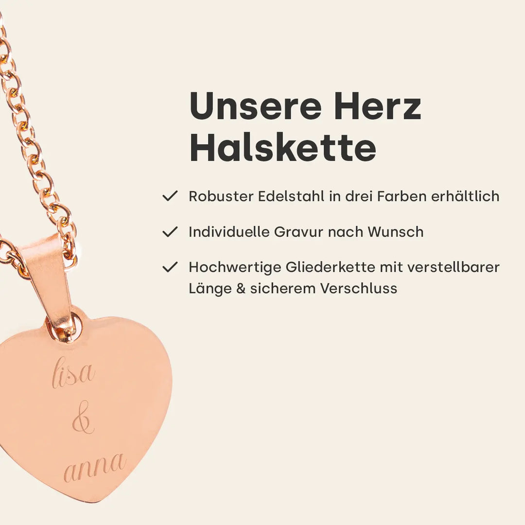 Personalisierte Herzkette mit Gravur “Besties”