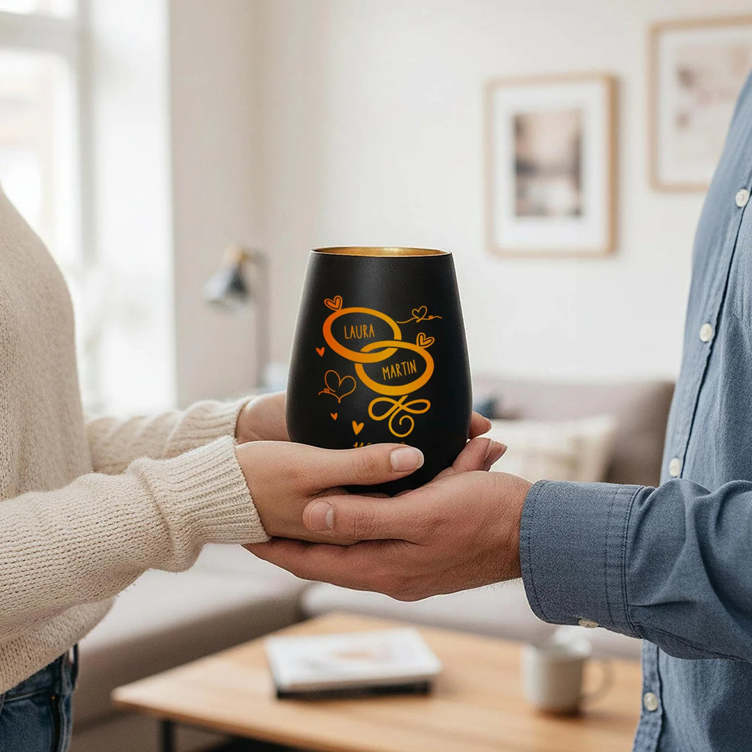 Personalisiertes Windlicht "Ringe"