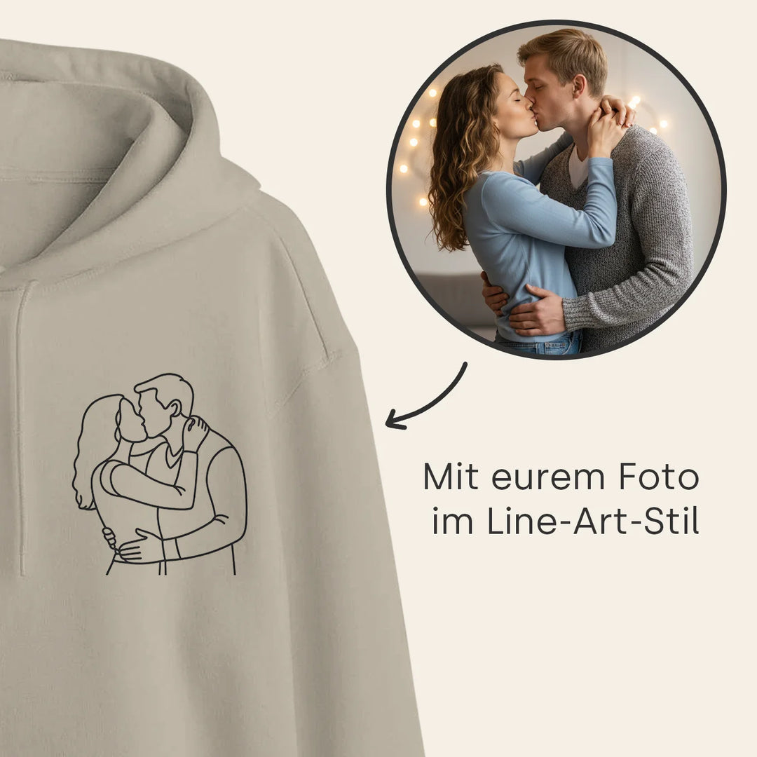 Personalisierter Hoodie "Pärchen Line Art"