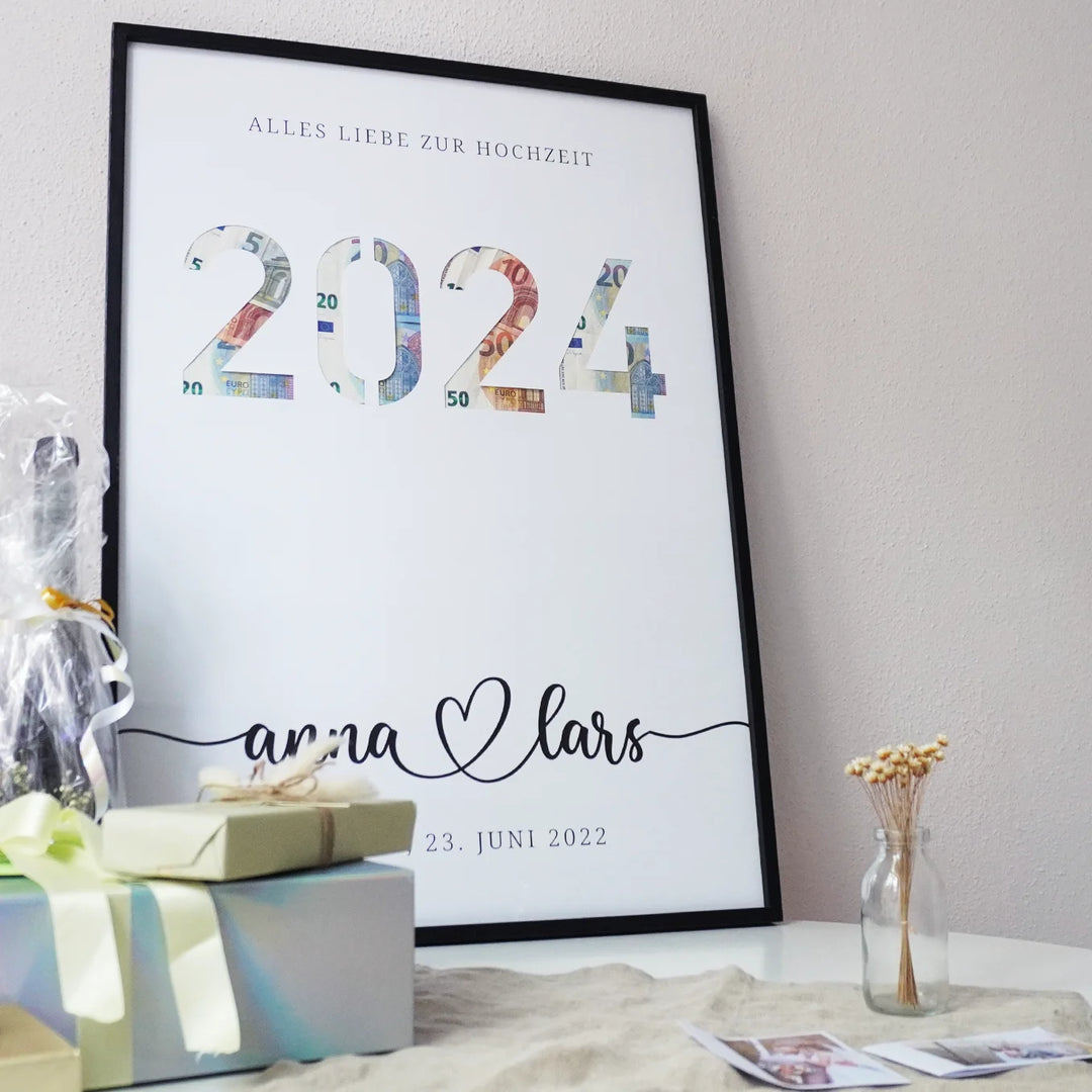 "2024" - Personalisiertes Geldgeschenk zur Hochzeit | famwalls