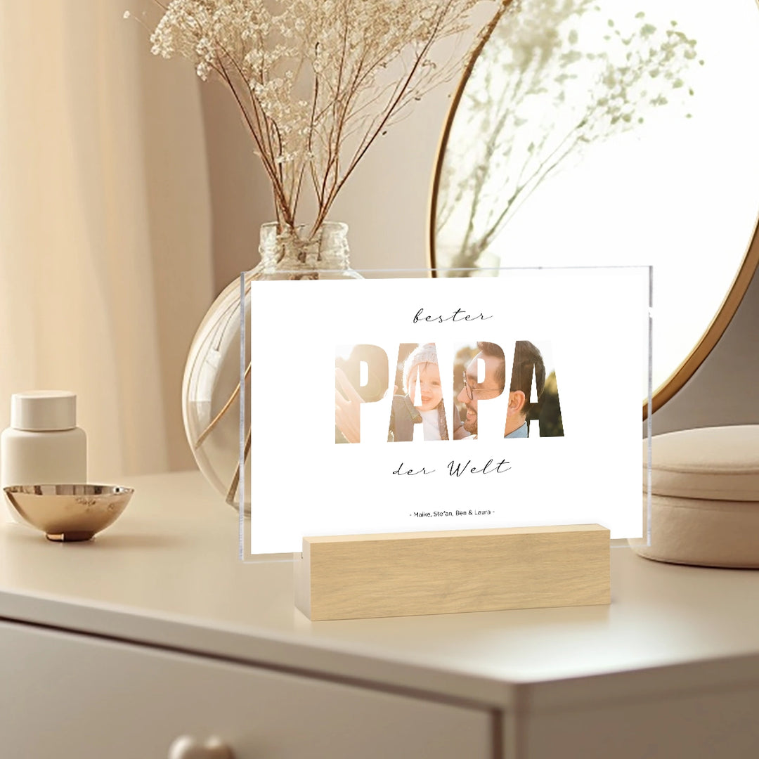 Personalisiertes Acryl-Glas "Papa Wort" mit Foto