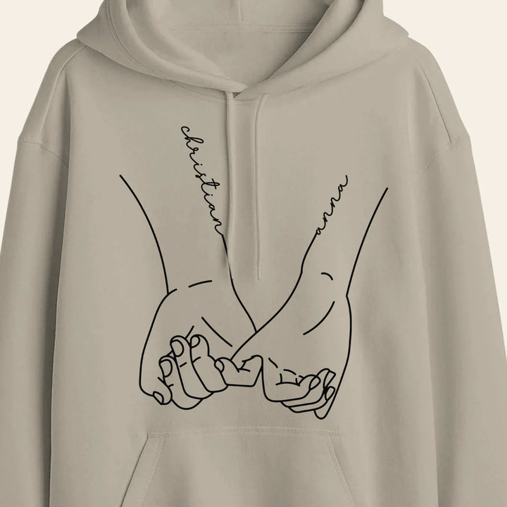 Personalisierte Partnerlook Hoodies "Hand in Hand"