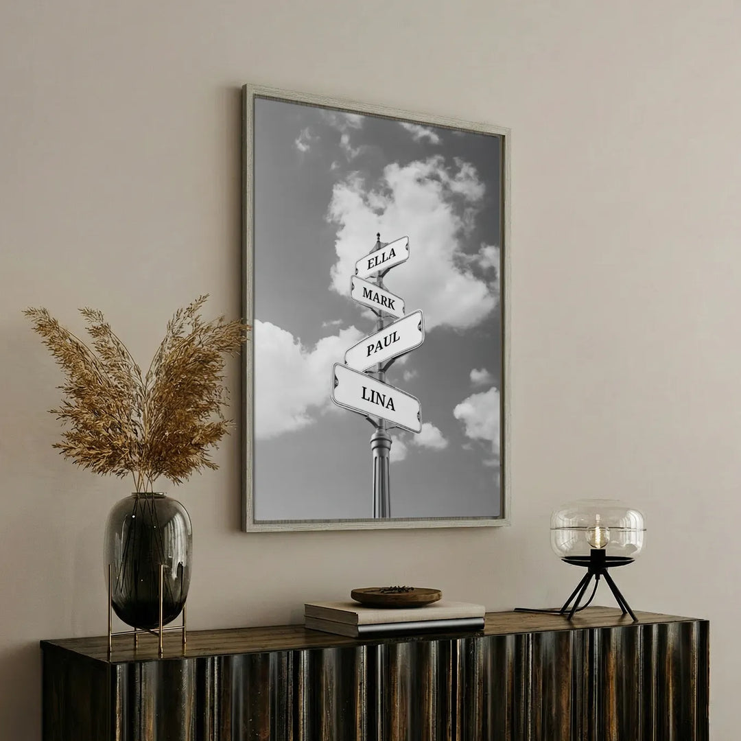 Leinwand ''Vintage Straßenschild für Familien''