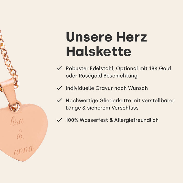 Personalisierte Herzkette mit Gravur “Besties”