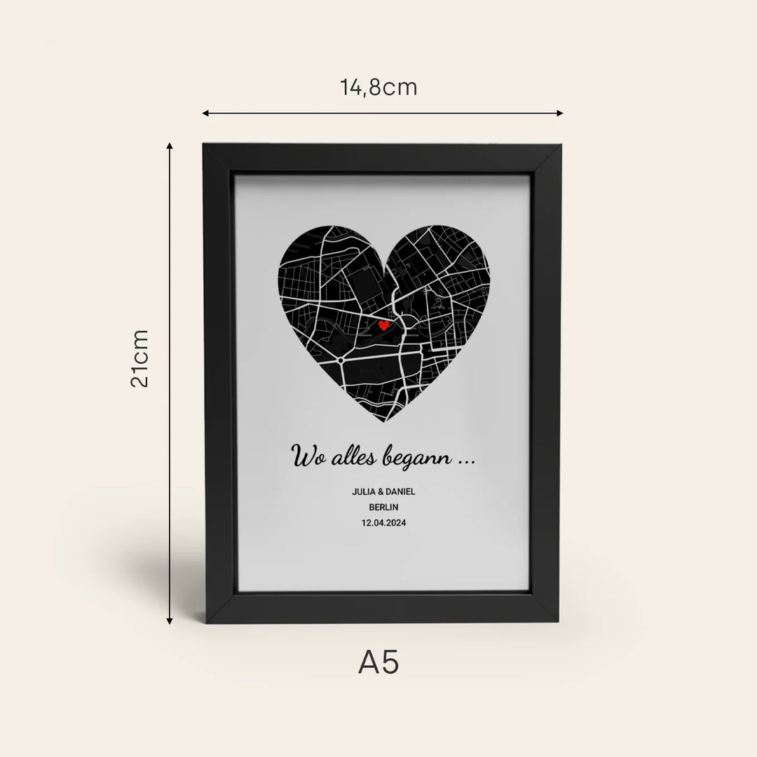 LED Bilderrahmen mit personalisiertem Bild "Wo alles begann"