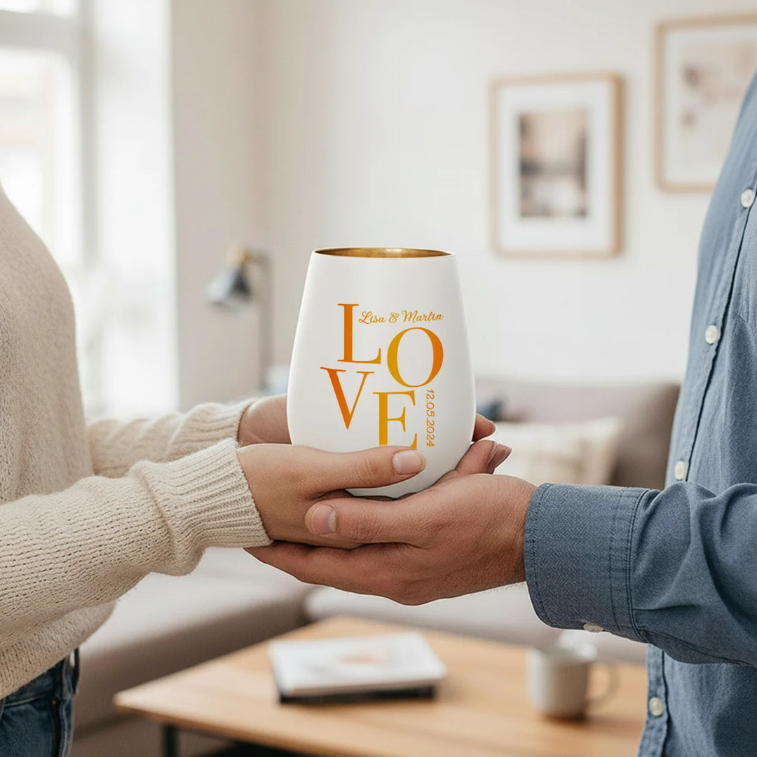 Personalisiertes Windlicht Weiß "Love"