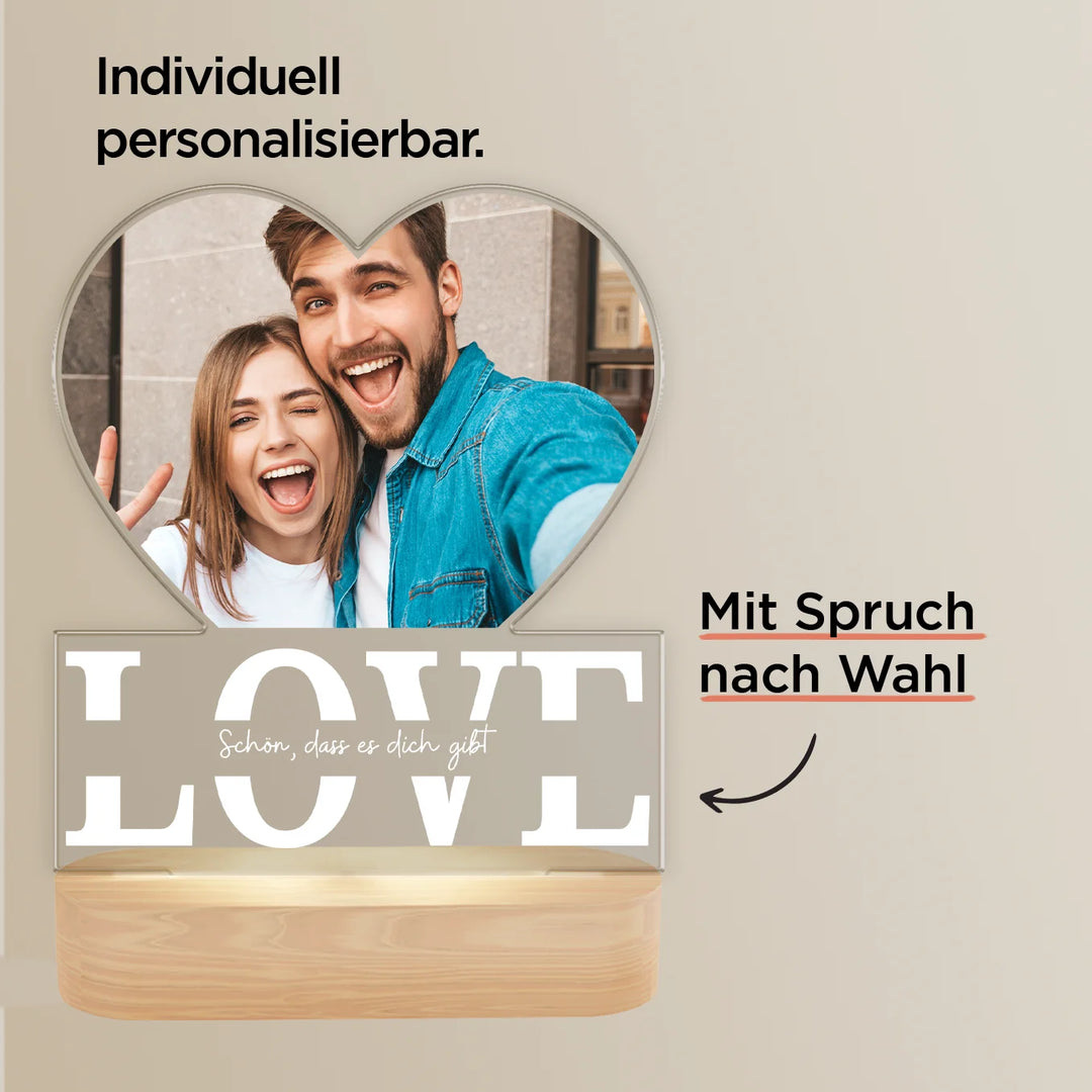 Personalisiertes Acryl-Licht "Liebe" | Nachtlicht, Dekolicht, Glowlight