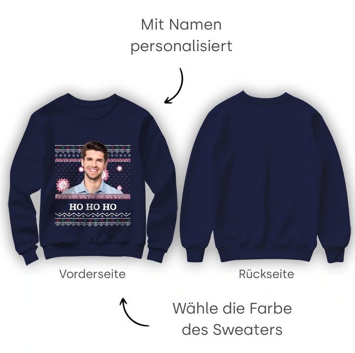 Personalisierter Christmas Sweater "Ho Ho Ho"