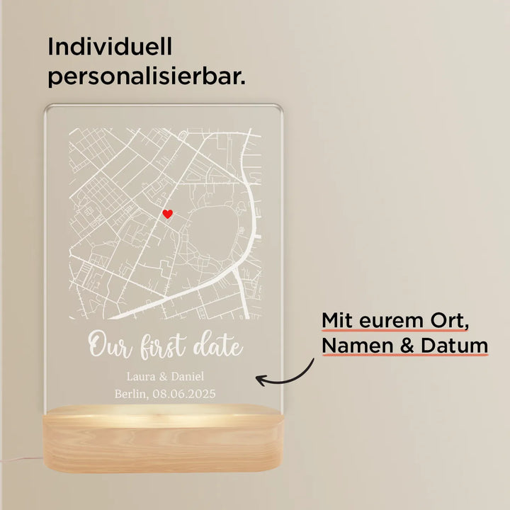 Personalisiertes Acryl-Licht "Herzensort" | Nachtlicht, Dekolicht, Glowlight