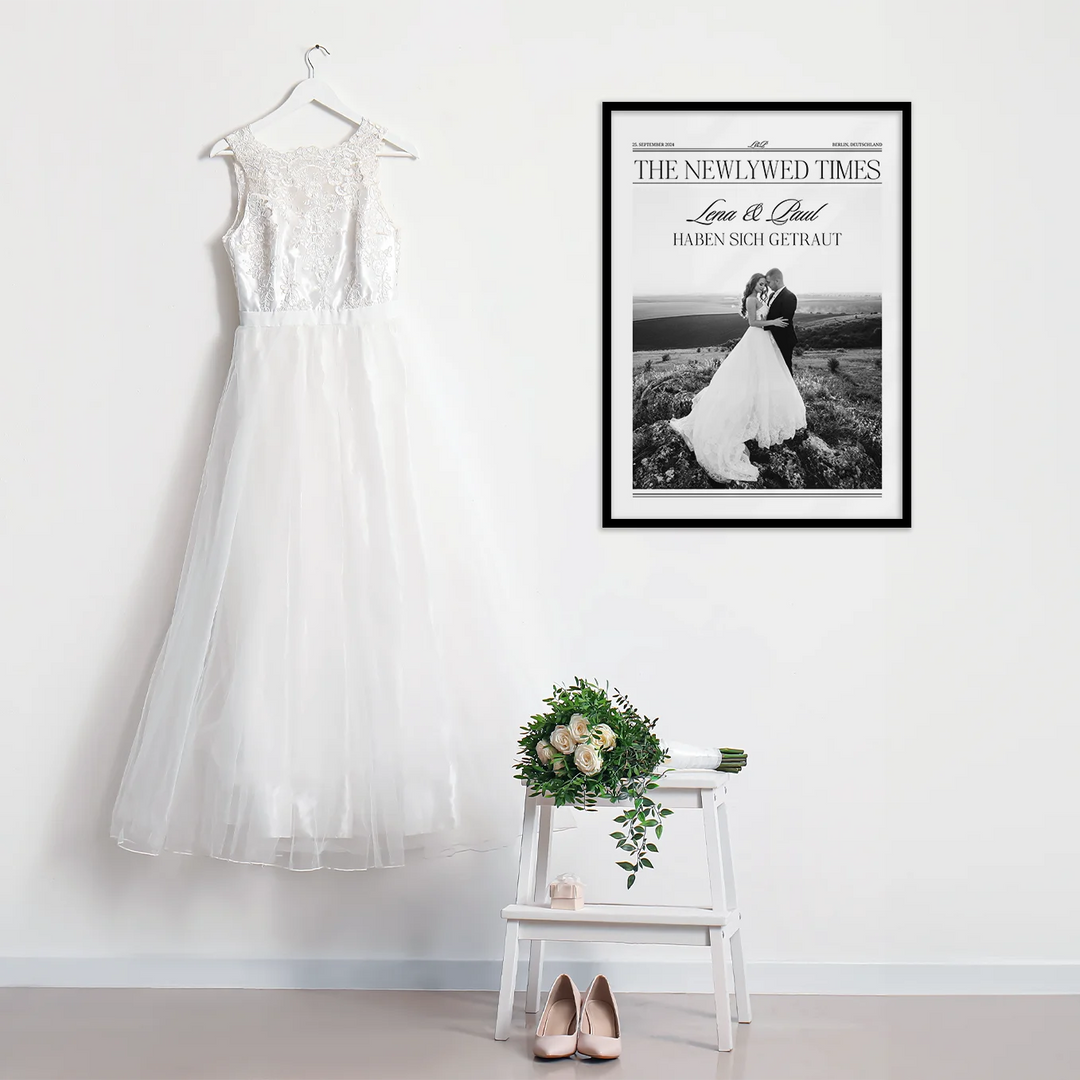 Personalisiertes Poster "Hochzeit Zeitungsartikel"