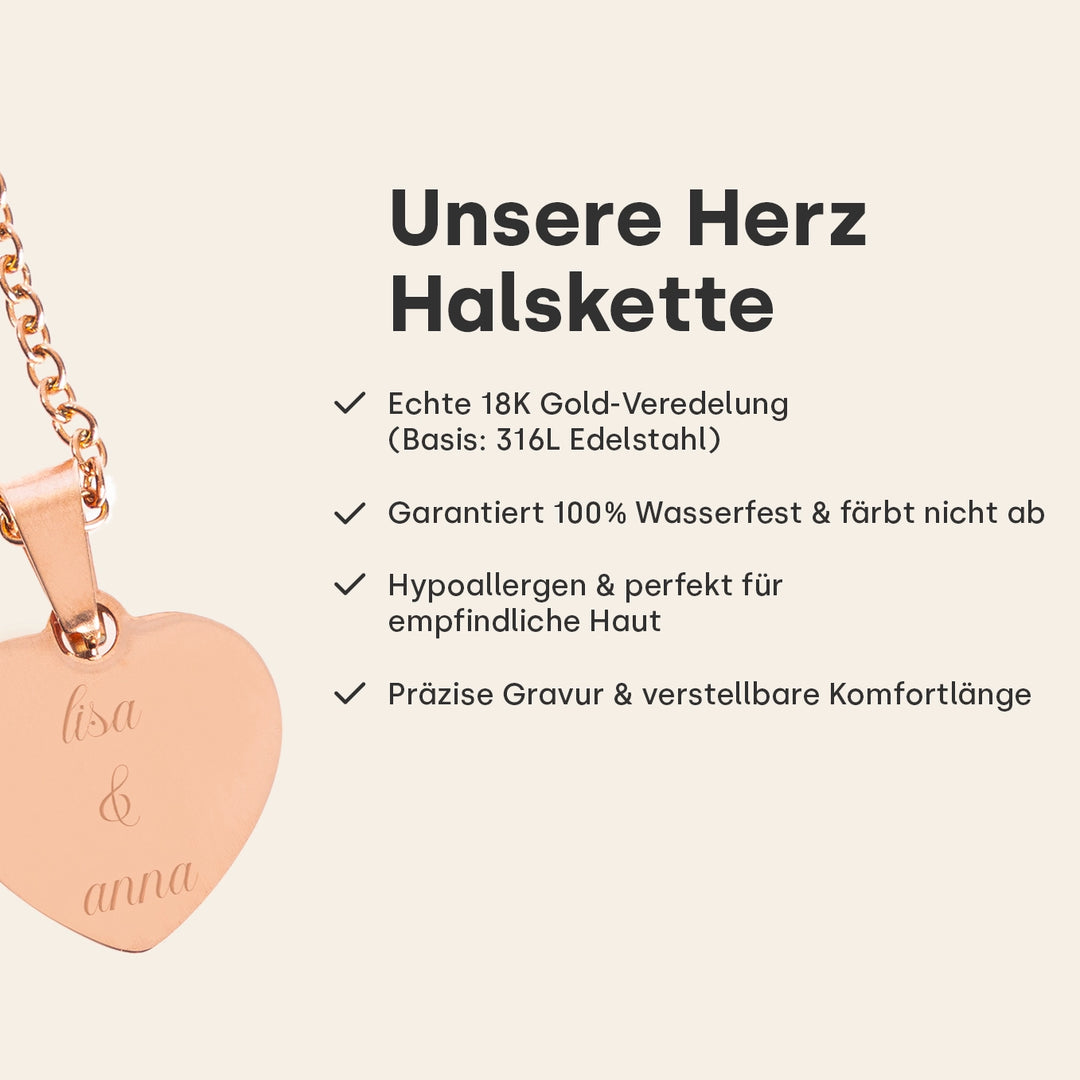 Personalisierte Herzkette mit Gravur “Besties”