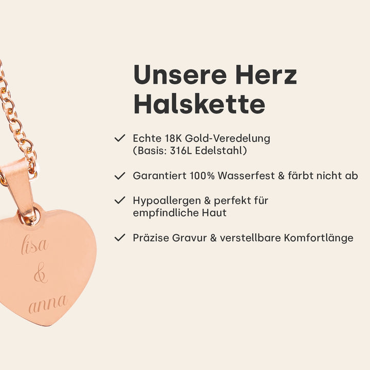 Personalisierte Herzkette mit Gravur “Besties”