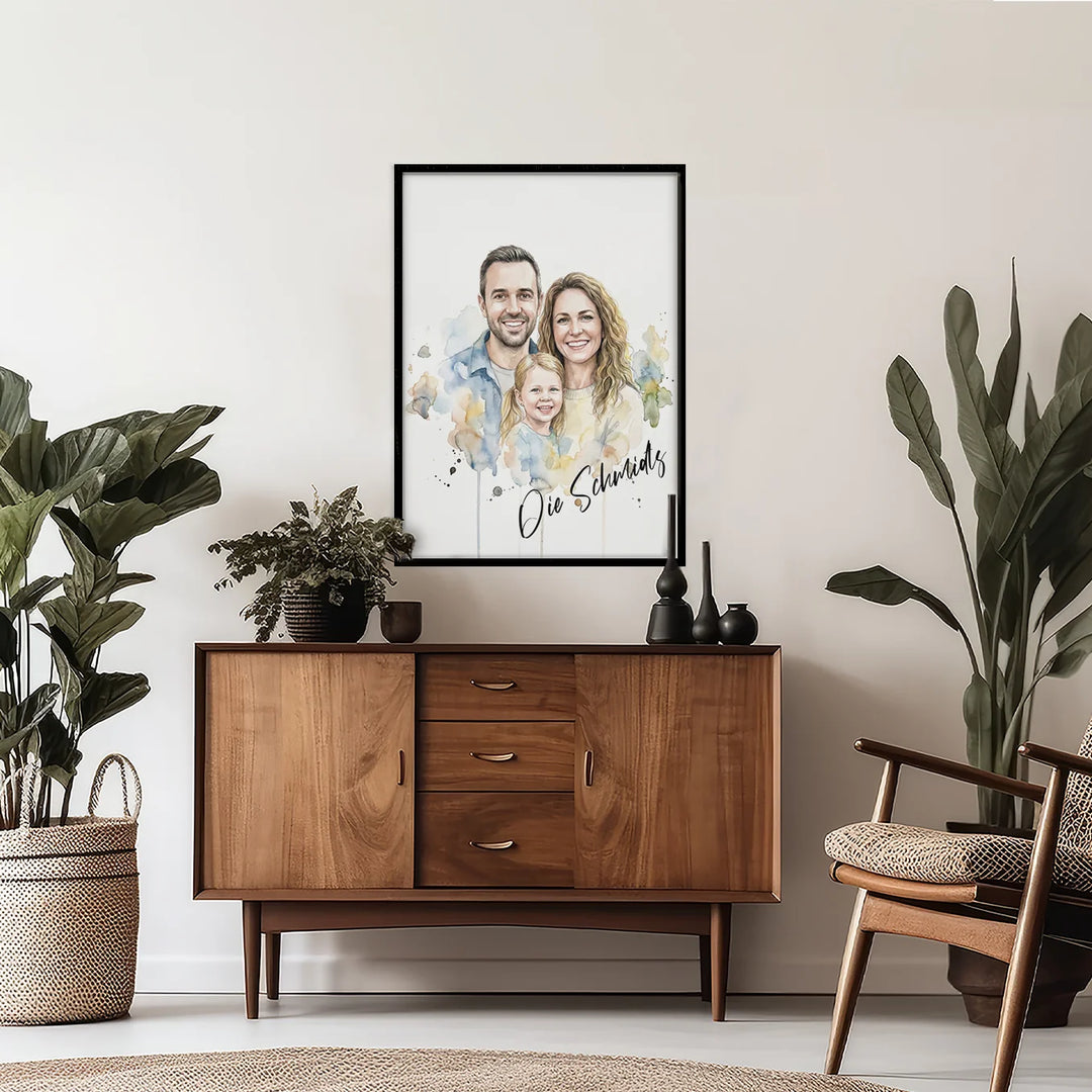 Personalisiertes Poster Familie "Wasserfarben"