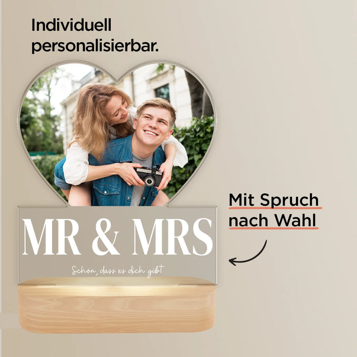 Pesonalisiertes Acryl-Licht "Mr & Mrs" | Nachtlicht, Dekolicht, Glowlight