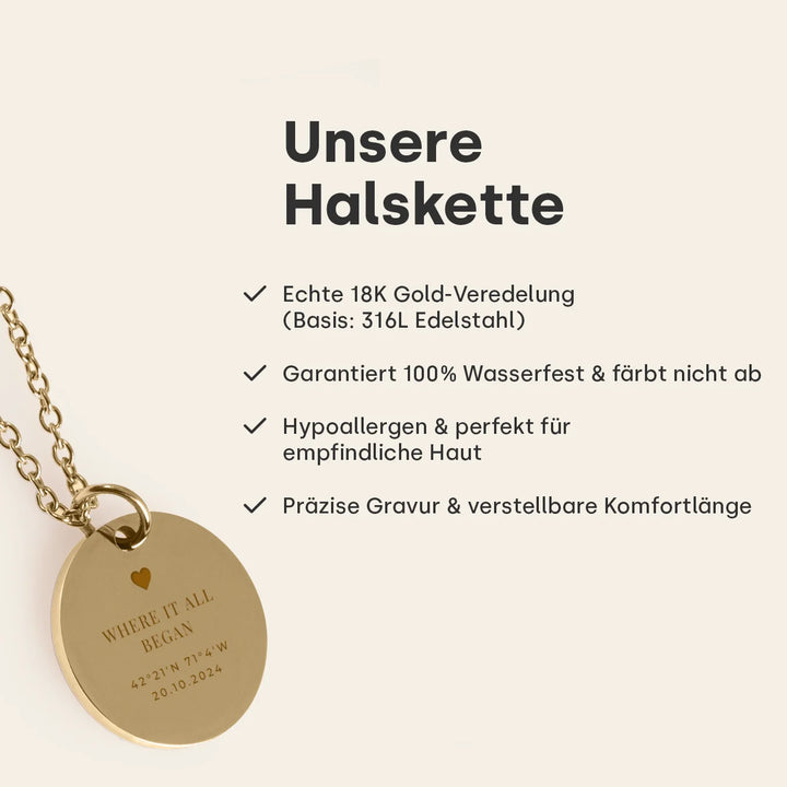 Personalisierte Halskette "Koordinaten"