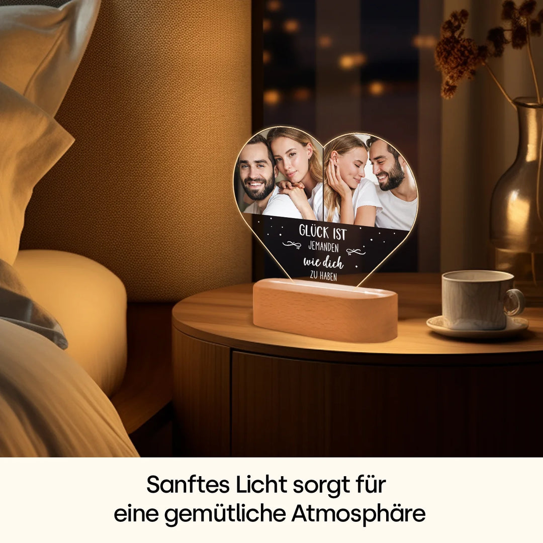 Personalisiertes Herz Acryl-Licht "Fotos & Text" | Nachtlicht, Dekolicht, Glowlight