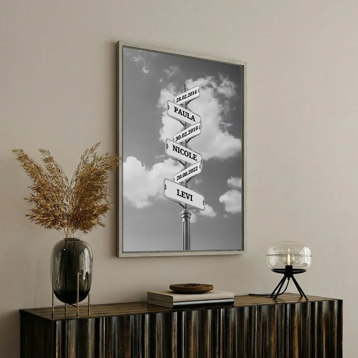 Leinwand ''Vintage Straßenschild mit Geburtsdatum''