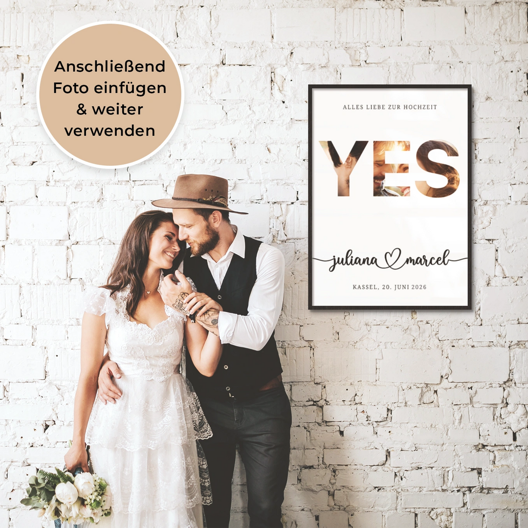 Personalisiertes Geldgeschenk zur Hochzeit "Yes"