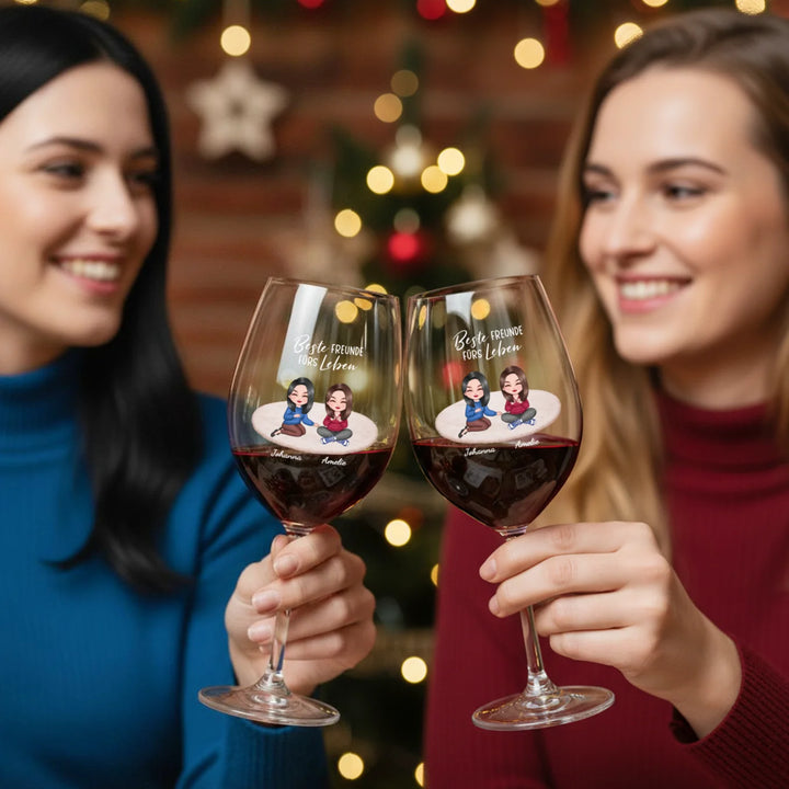 Personalisiertes Weinglas "Besties"
