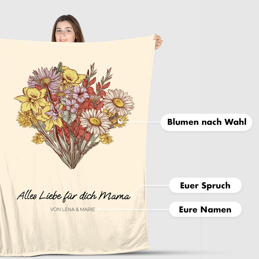 Personalisierte Decke ''Blumenstrauss''