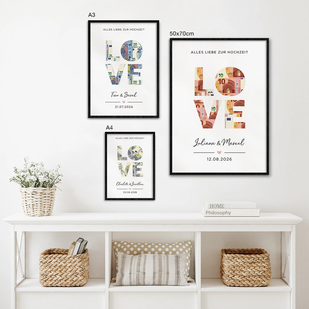 Personalisiertes Geldgeschenk zur Hochzeit "Love"