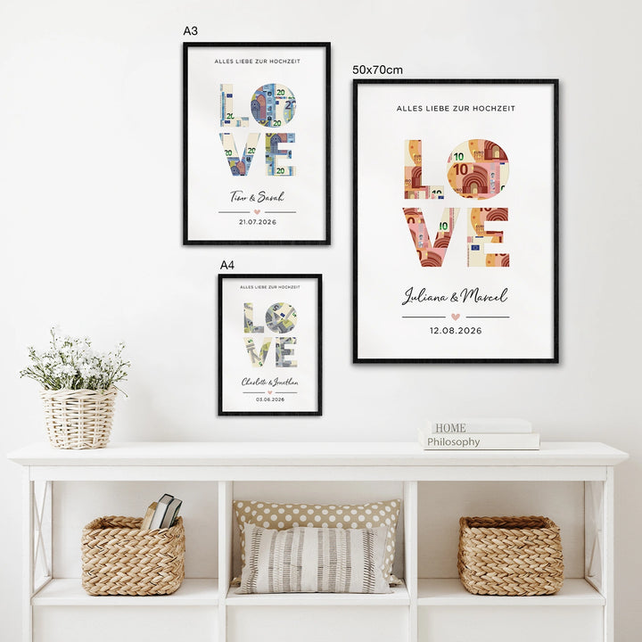 Personalisiertes Geldgeschenk zur Hochzeit "Love"