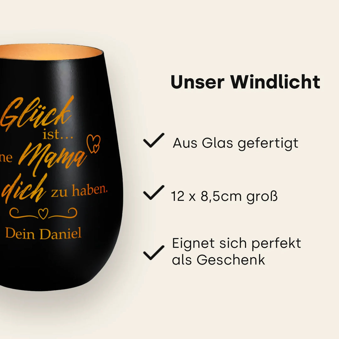 Personalisiertes Windlicht “Glück ist…”