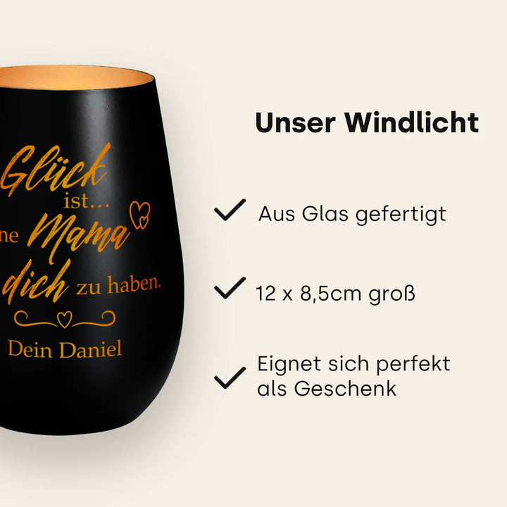 Personalisiertes Windlicht “Glück ist…”
