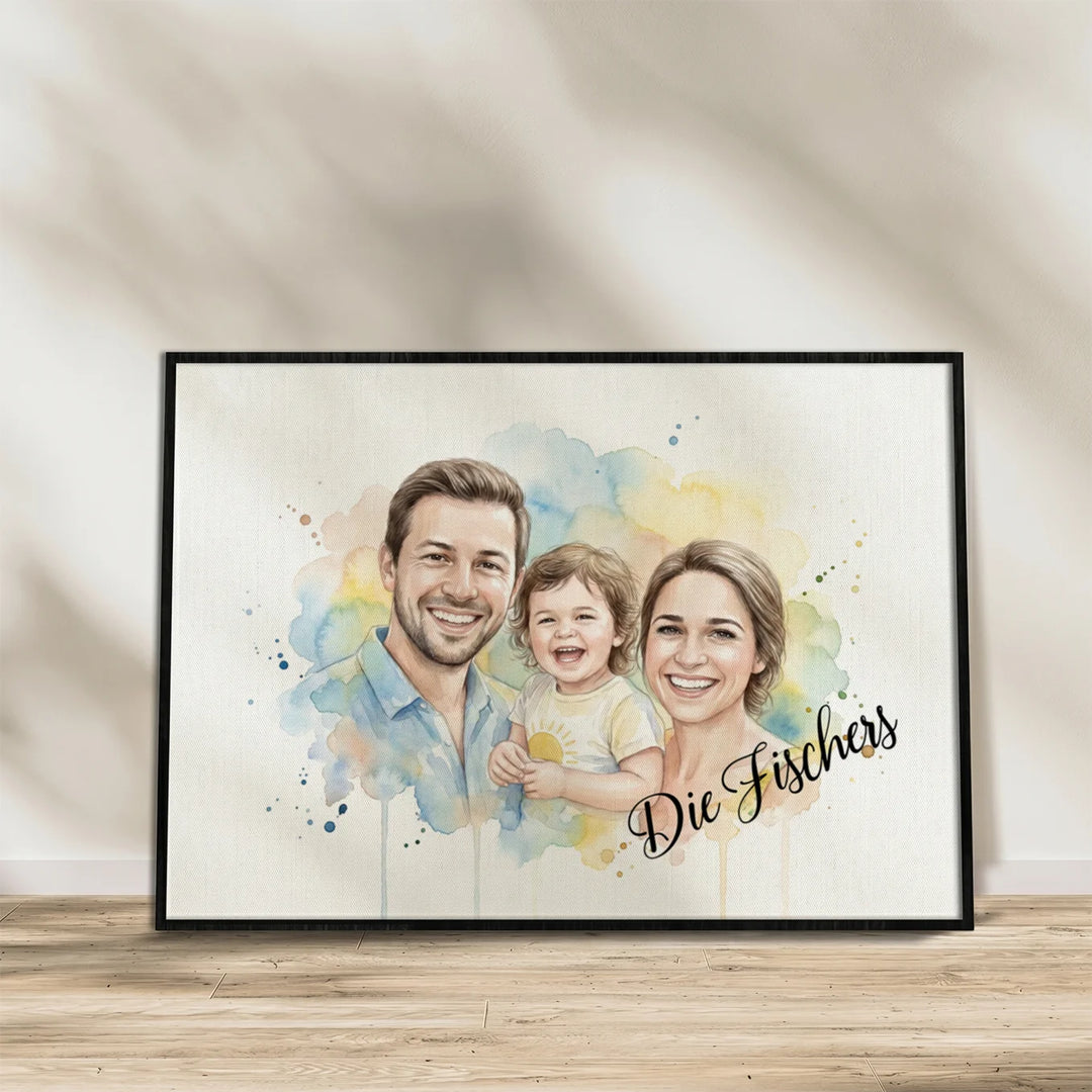 Personalisiertes Poster Familie "Wasserfarben"