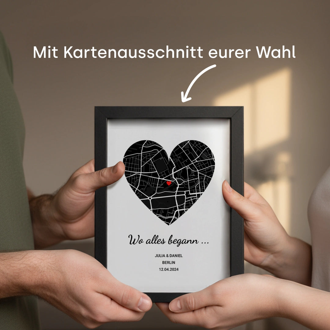 LED Bilderrahmen mit personalisiertem Bild "Wo alles begann"