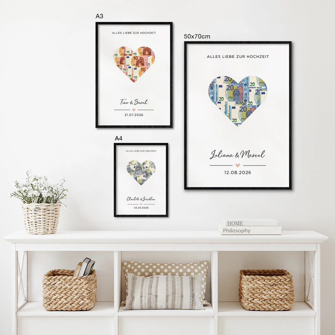 Personalisiertes Geldgeschenk zur Hochzeit "Heart"