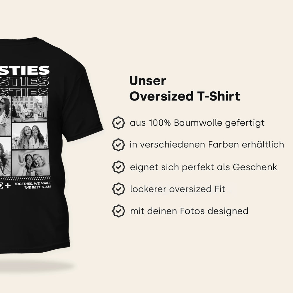 Personalisierte Partnerlook Oversized T-Shirts "Besties"