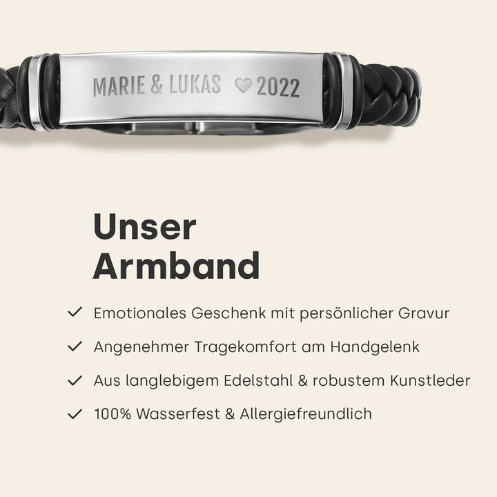 Personalisiertes Lederarmband "Partner"