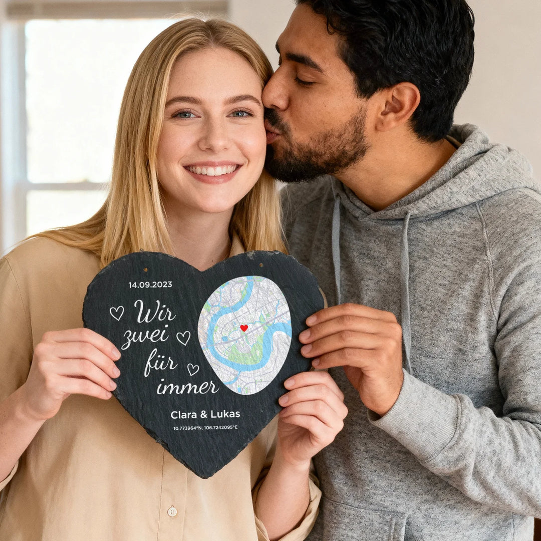 Personalisierte Schieferplatte "Wo alles begann"