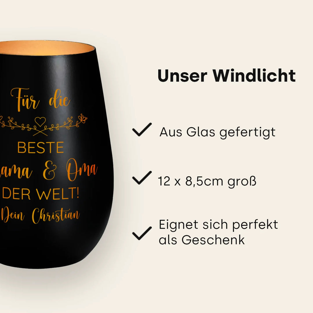 Personalisiertes Windlicht "Mama & Oma"