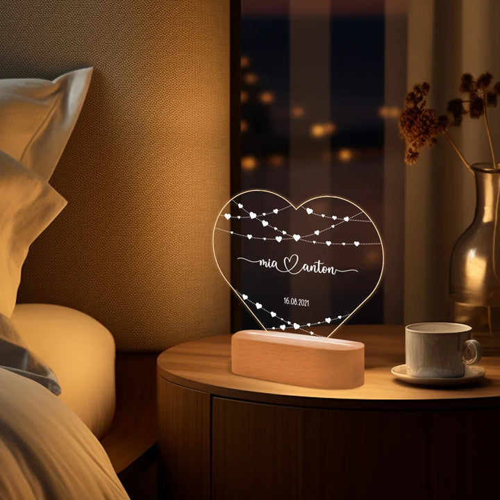 Personalisiertes Herz Acryl-Licht "Hearts" | Nachtlicht, Dekolicht, Glowlight