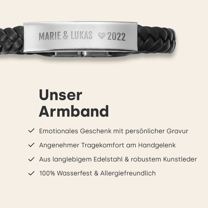 Personalisiertes Lederarmband "Partner"