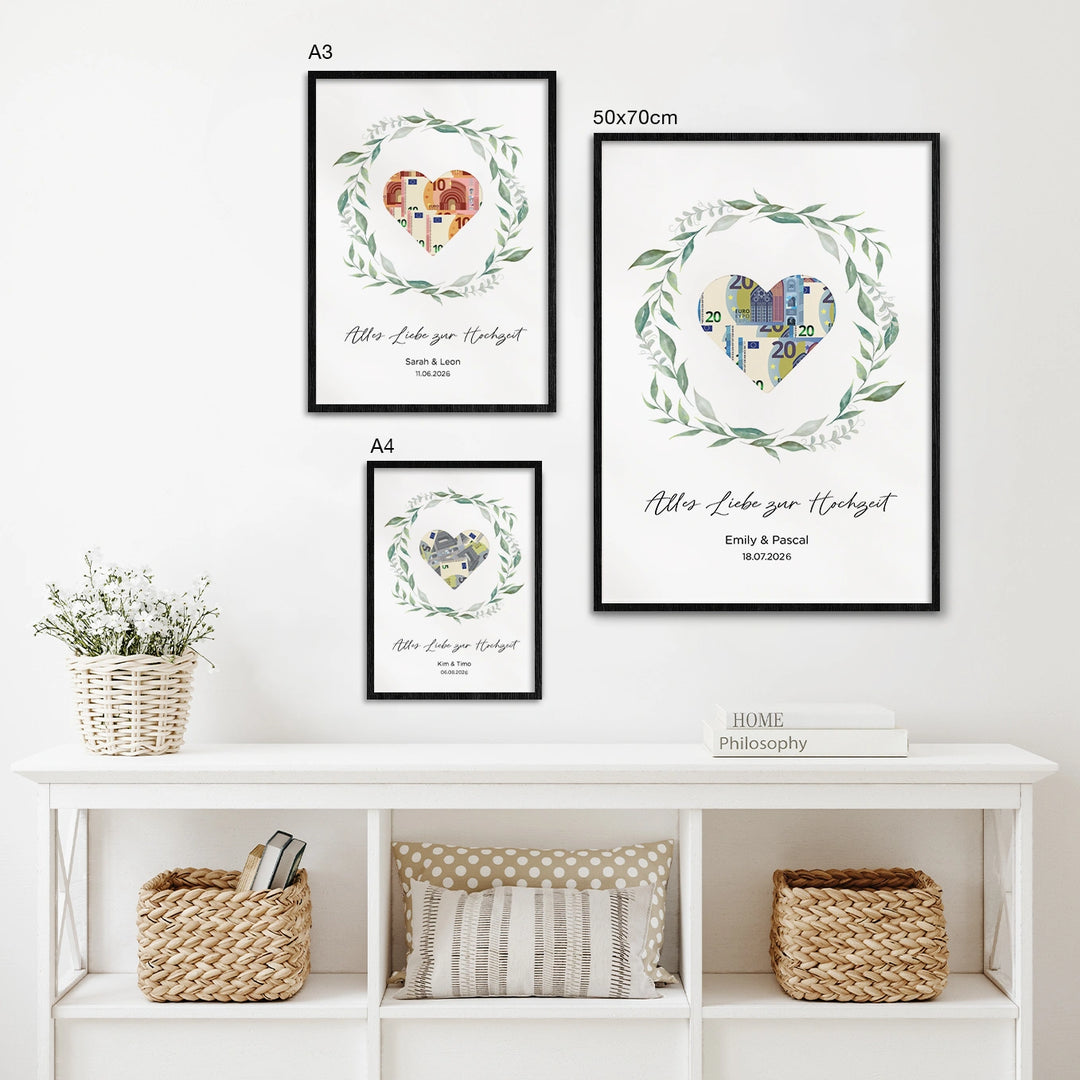 Personalisiertes Geldgeschenk zur Hochzeit "Kranz"